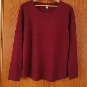 Pretty Wine Colored Croft & Barrow Textured Knit Scoop Neck Sweater Sz PXL
